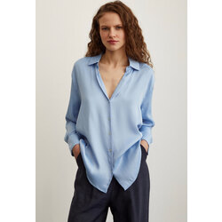 Viskon saten gömlek - Mavi 