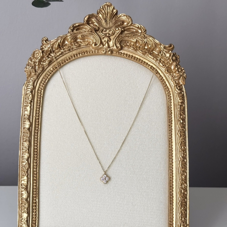 Gold Zirkon Taşlı Yonca Kolye