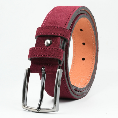 Hakiki Süet Deri Erkek Kemer Bordo 4 Cm