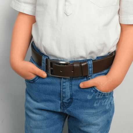 Çocuk Kemeri %100 Hakiki Deri 3 cm Kahverengi Yumuşak Kopma Kırılma Olmaz