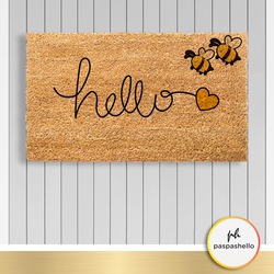 Paspashello Hello Bees 2 PVC Tabanlı Coco Kapı Önü Paspas
