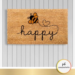 Paspashello Bee Happy PVC Tabanlı Coco Kapı Önü Paspas