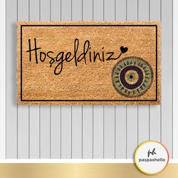 Paspashello Yeni Nazar - Hoşgeldiniz PVC Tabanlı Coco Kapı Önü Paspas