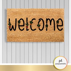 Paspashello Welcome - Minik Kaktüsler PVC Taban Coco Kapı Önü  Paspas