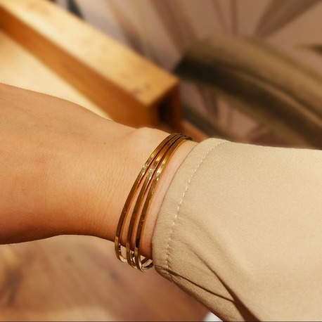 Çelik Üçlü Ajda Bilezik Gold (65mm)