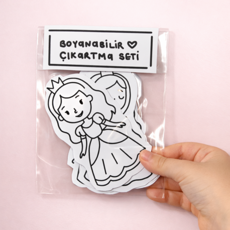 Prensesler - 5'li Boyanabilir Sticker Seti