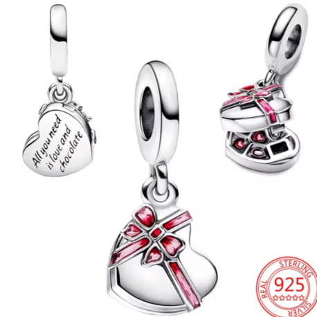 Açılabilir Çikolata Kutusu 925 Ayar Gümüş Charm