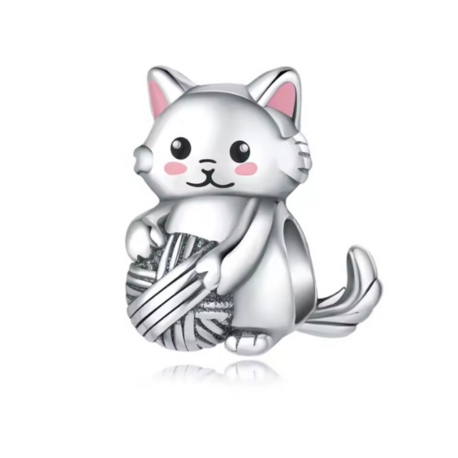 Kedi Yün Yumağı 925 Ayar Charm