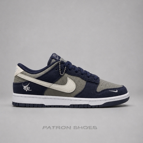 Nike Dunk Low Mini Swoosh Navy Grey Custom