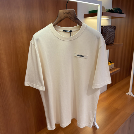 Jacquemus Krem Klasik Logo İşlemeli T-shirt