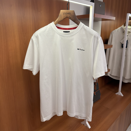 Kiton Merserize Kumaş Logo İşlemeli Beyaz T-shirt