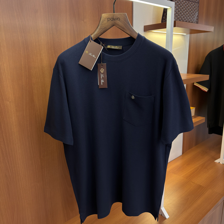 Loro Piana Koyu Lacivert Logo İşlemeli T-shirt