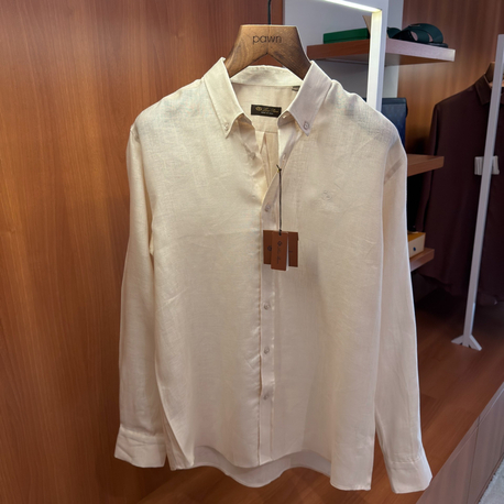 Loro Piana Krem Fransız Keteni Gömlek