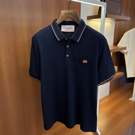 Valentino Lacivert Logo İşlemeli Polo Yaka T-shirt