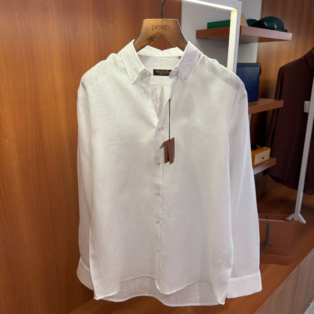 Loro Piana Beyaz Fransız Keteni Gömlek