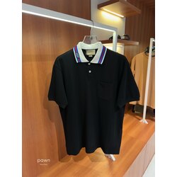 Gucci Siyah Logo İşlemeli Polo Yaka T-shirt