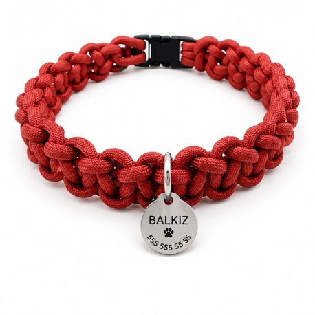 El Yapımı Paracord Köpek Tasması + isimlik