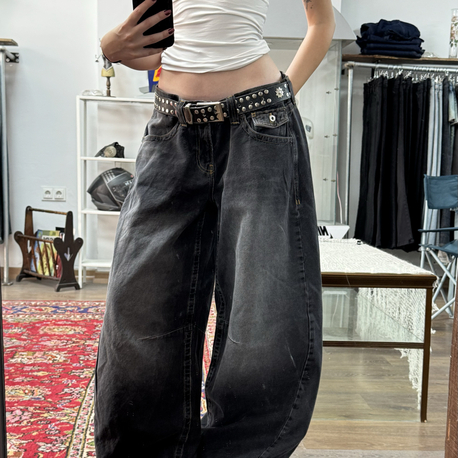 DÜŞÜK BEL ANSTRASİT COCOON BAGGY JEAN