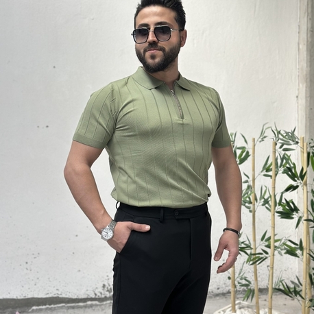 Premium Fermuarlı V Yaka Triko