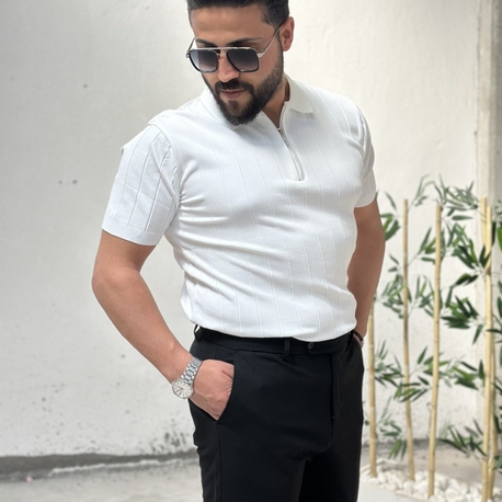 Premium Fermuarlı V Yaka Triko