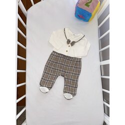 Ekoseli ve Papyonlu Bebek Tulum