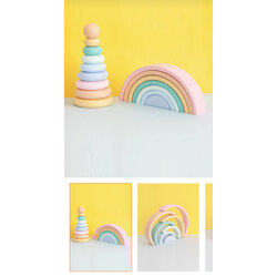 PEG MONTESSORİ WOODEN TOYS PEG RAİNBOW & TOWER