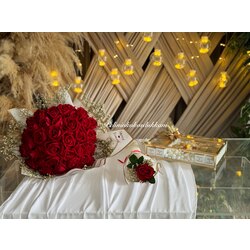 İsteme Buketi & Tekli Gül & Çikolata Kutusu