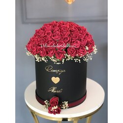 Büyük Boy Bordo Gül Kutusu