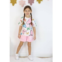 NATURAL KELEBEK KIZ ŞORT TAKIM AÇIK PEMBE