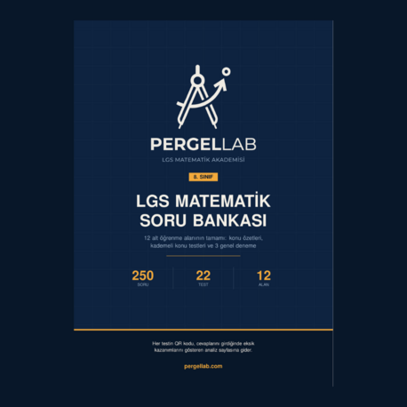 LGS Matematik Soru Bankası – 8. Sınıf | 250 Soru, Çözümlü, QR Kazanım Analizli (PDF)