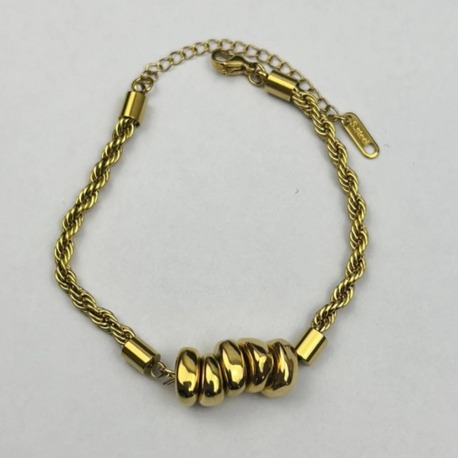 Burma Zincirli 316L Çelik Gold Bileklik