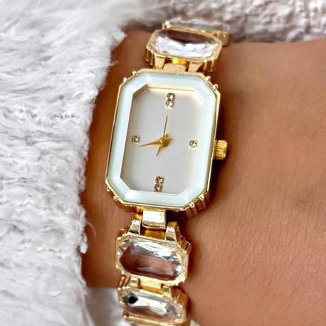 Swarowski Model Beyaz Taşlı 316L Çelik Saat 