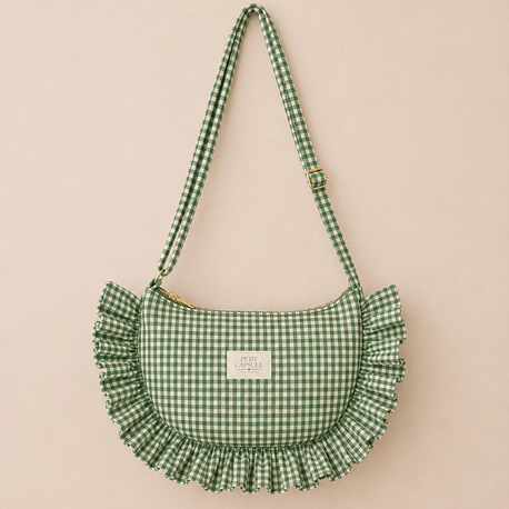 Yeşil kareli Ruffle Bag