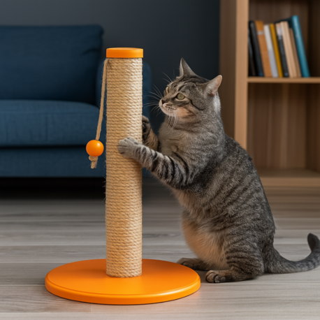 Petody Tangerine – 50 cm Renkli Kapaklı Doğal Jüt Kedi Tırmalama Direği