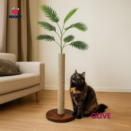 Olive - Petody Doğal Ahşap Kedi Tırmalama Ağacı