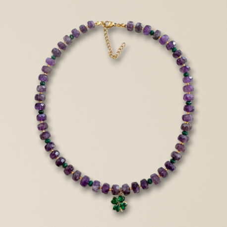 Amethyst Étoile Doğal Taş Çelik Kolye