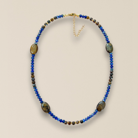 Blue Turtle | Doğal Taş Çelik Kolye