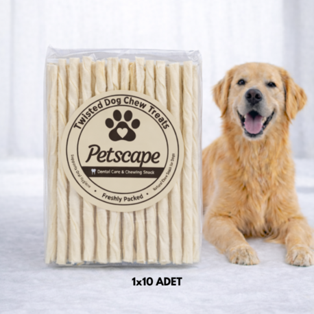 Petscape Burgu Köpek Ödülü Twisted Çiğneme Çubuğu Katkısız Diş Sağlığı