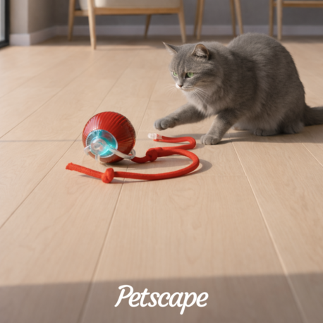 Petscape Akıllı Kedi Oyuncağı, USB Şarjlı, LED Işıklı, 3 Modlu, Otomatik Yuvarlanan Top