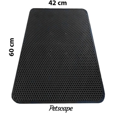 Petscape Elekli Kedi Tuvaleti Önü Paspası–Çift Katmanlı Sert Plastik 60x42cm