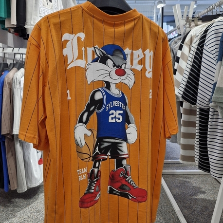 Sylvester Basketbol Oversize Tişört – Streetwear Baskılı Turuncu Unisex