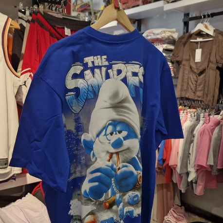 Phazz The Smurfs Baskılı Oversize Unisex Tişört – %100 Pamuk Streetwear