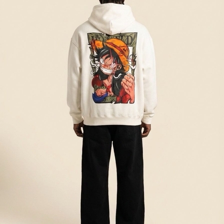 One Piece Luffy Baskılı Oversize Hoodie – Unisex