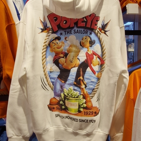 Popeye Oversize Unisex Kapüşonlu Sweatshirt – beyaz