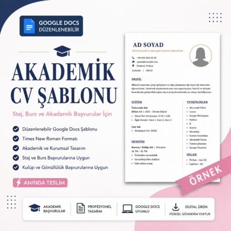 Akademik CV Şablonu 3 | Google Docs Düzenlenebilir