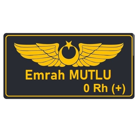 PİLOT İSİMLİK | Kan grubu sağ köşede 