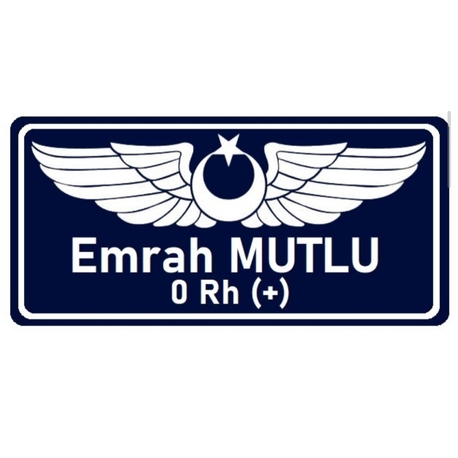 PİLOT İSİMLİK / Lacivert Zemin Beyaz Çerçeve 
