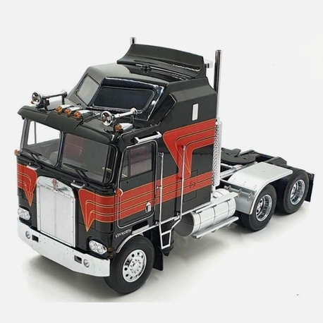 ROAD KINGS - 1976 KENWORTH K100 AERODYNE BLACK WITH RED 1:18 SCALE