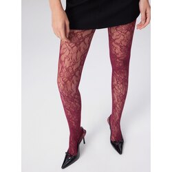 İthal Bordo Dantel Desen Külotlu Çorap