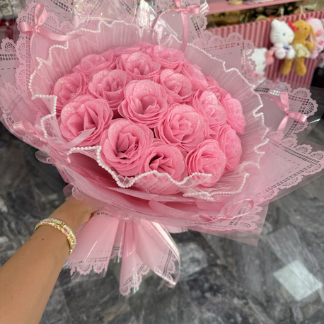 Pembe simli gül buketi 